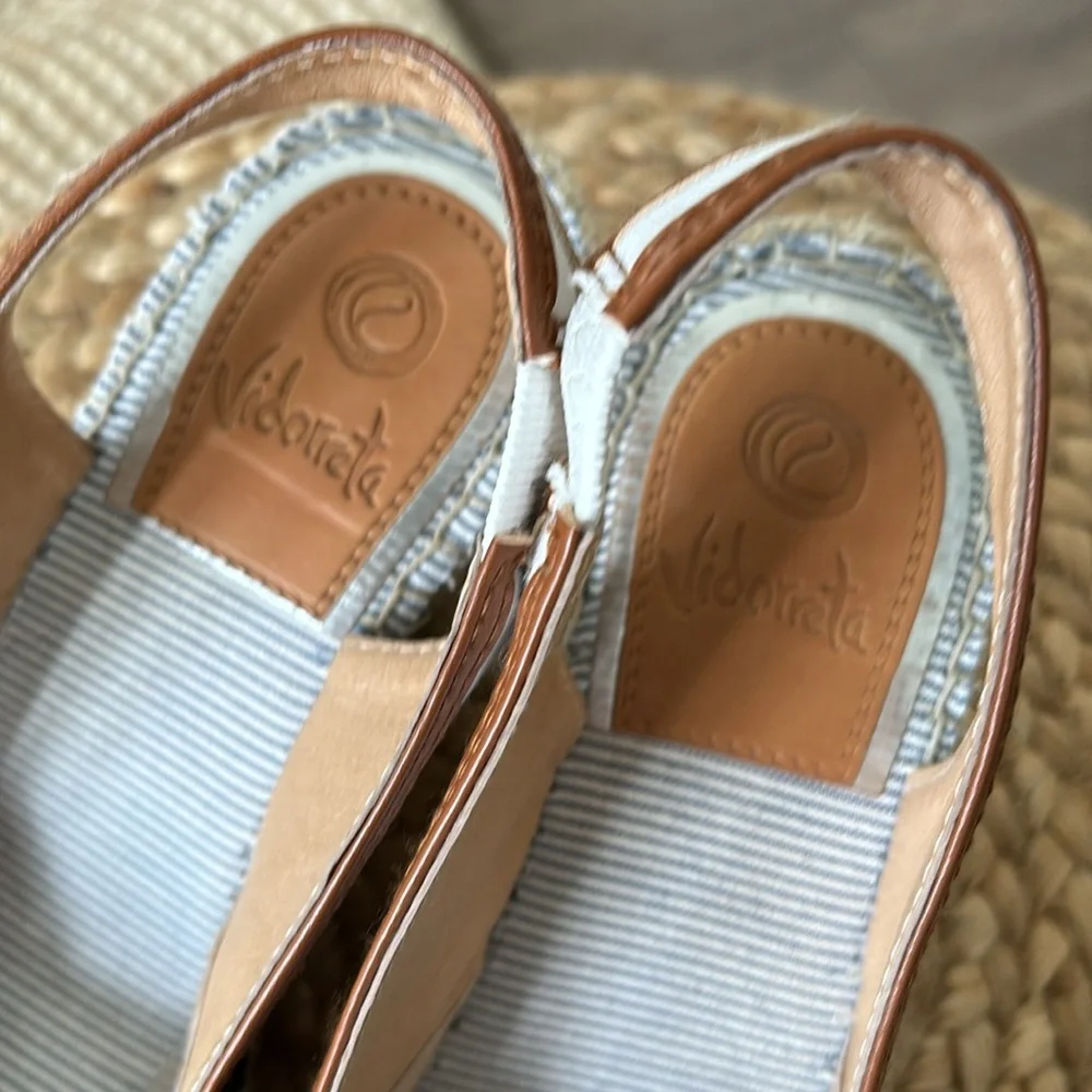 Vidoretta Canvas Open Tow Slingback Espadrilles Women's Size 7